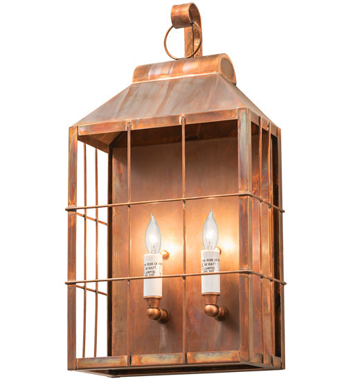 Meyda Lighting Coachman 9" 2-Light Vintage Copper Avignon Lantern Hanging Wall Sconce