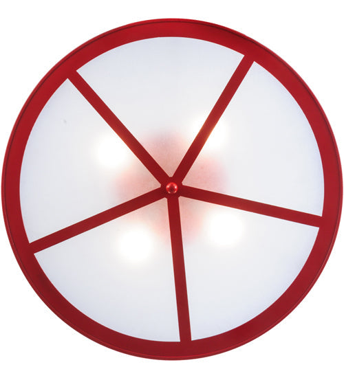 Meyda Lighting Coastal Collection 30" 4-Light Red Flush Mount Light With Sapphire Rainfall Idalight Shade