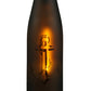 Meyda Lighting Coastal Collection 5" Black Anchor Mini Pendant Light With Amber Wine Bottle Shade Glass