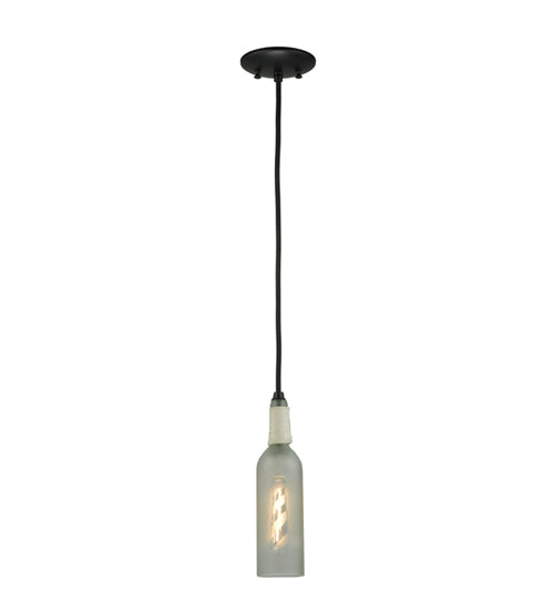 Meyda Lighting Coastal Collection 5" Black Lighthouse Mini Pendant Light With Clear Wine Bottle Shade Glass