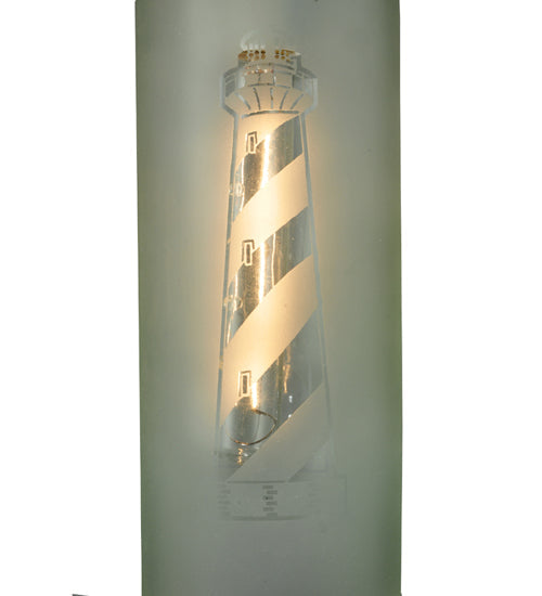 Meyda Lighting Coastal Collection 5" Black Lighthouse Mini Pendant Light With Clear Wine Bottle Shade Glass