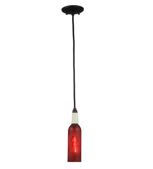 Meyda Lighting Coastal Collection 5" Black Lobster Mini Pendant Light With Red Wine Bottle Shade Glass