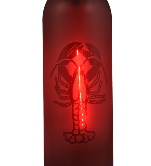 Meyda Lighting Coastal Collection 5" Black Lobster Mini Pendant Light With Red Wine Bottle Shade Glass