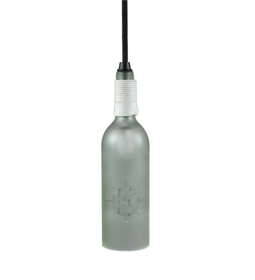 Meyda Lighting Coastal Collection 5" Black Ships Wheel Mini Pendant Light With Clear Wine Bottle Shade Glass