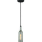 Meyda Lighting Coastal Collection 5" Black Ships Wheel Mini Pendant Light With Clear Wine Bottle Shade Glass