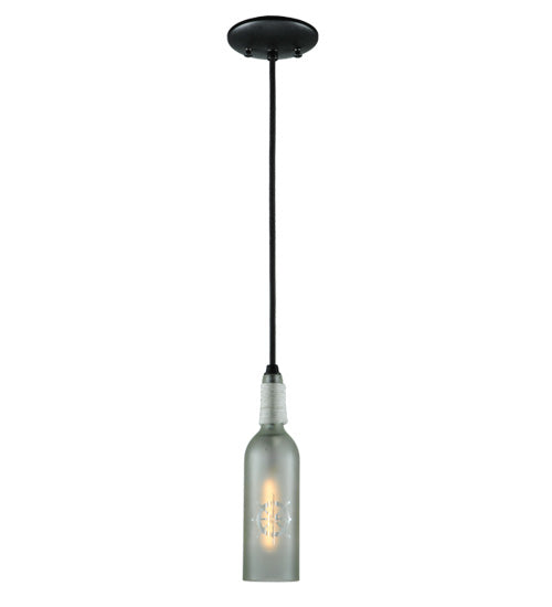 Meyda Lighting Coastal Collection 5" Black Ships Wheel Mini Pendant Light With Clear Wine Bottle Shade Glass