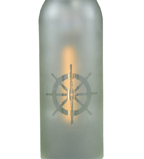 Meyda Lighting Coastal Collection 5" Black Ships Wheel Mini Pendant Light With Clear Wine Bottle Shade Glass