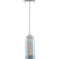 Meyda Lighting Coastal Collection 5" White Lighthouse Mini Pendant Light With Clear Frosted Wine Bottle Shade Glass