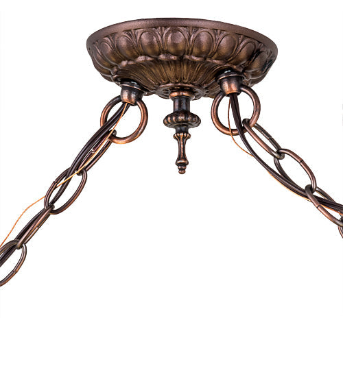 Meyda Lighting Cockatoo Feathers 53" 6-Light Mahogany Bronze Island Pendant Light With Multi-Colored Shade Glass