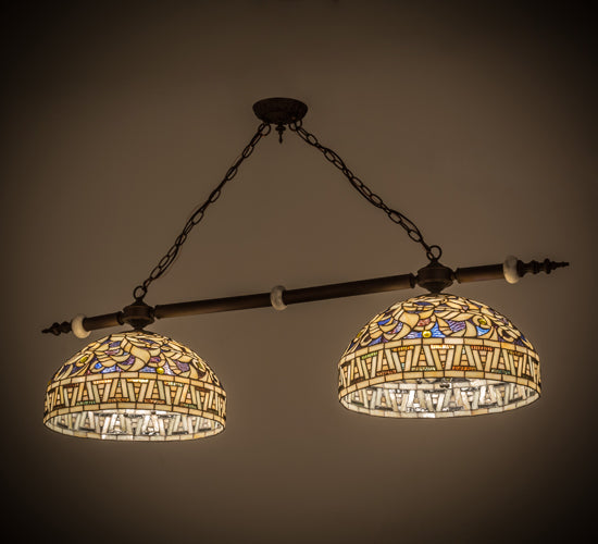 Meyda Lighting Cockatoo Feathers 53" 6-Light Mahogany Bronze Island Pendant Light With Multi-Colored Shade Glass