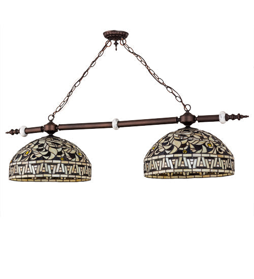Meyda Lighting Cockatoo Feathers 53" 6-Light Mahogany Bronze Island Pendant Light With Multi-Colored Shade Glass
