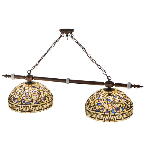 Meyda Lighting Cockatoo Feathers 53" 6-Light Mahogany Bronze Island Pendant Light With Multi-Colored Shade Glass