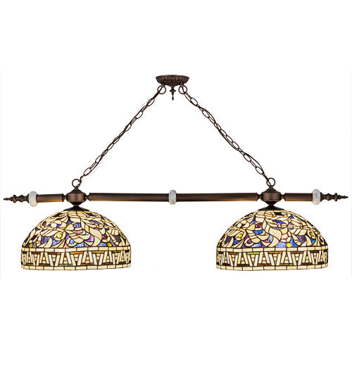 Meyda Lighting Cockatoo Feathers 53" 6-Light Mahogany Bronze Island Pendant Light With Multi-Colored Shade Glass