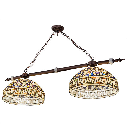 Meyda Lighting Cockatoo Feathers 53" 6-Light Mahogany Bronze Island Pendant Light With Multi-Colored Shade Glass