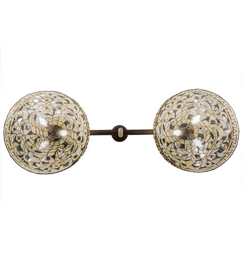 Meyda Lighting Cockatoo Feathers 53" 6-Light Mahogany Bronze Island Pendant Light With Multi-Colored Shade Glass
