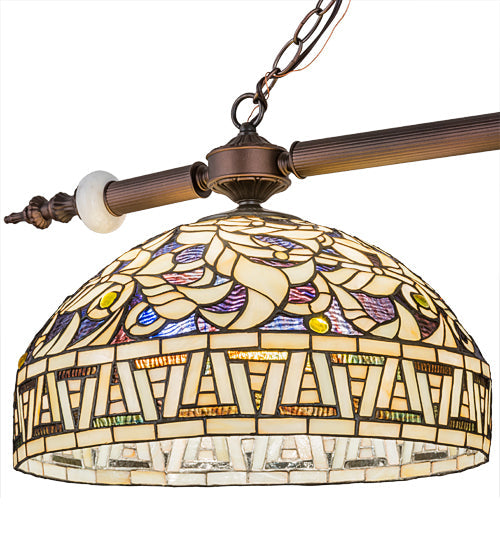 Meyda Lighting Cockatoo Feathers 53" 6-Light Mahogany Bronze Island Pendant Light With Multi-Colored Shade Glass