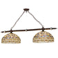 Meyda Lighting Cockatoo Feathers 53" 6-Light Mahogany Bronze Island Pendant Light With Multi-Colored Shade Glass