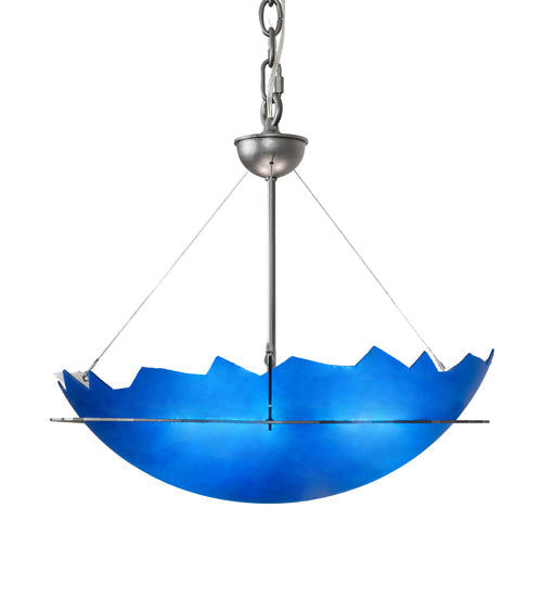 Meyda Lighting Colline 23" 3-Light Pewter Inverted Pendant Light With Blue Shade