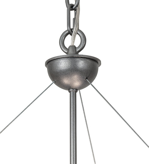 Meyda Lighting Colline 23" 3-Light Pewter Inverted Pendant Light With Blue Shade