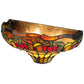 Meyda Lighting Colonial Tulip 14" 2-Light Antique Wall Sconce With Multi-Colored Shade Glass