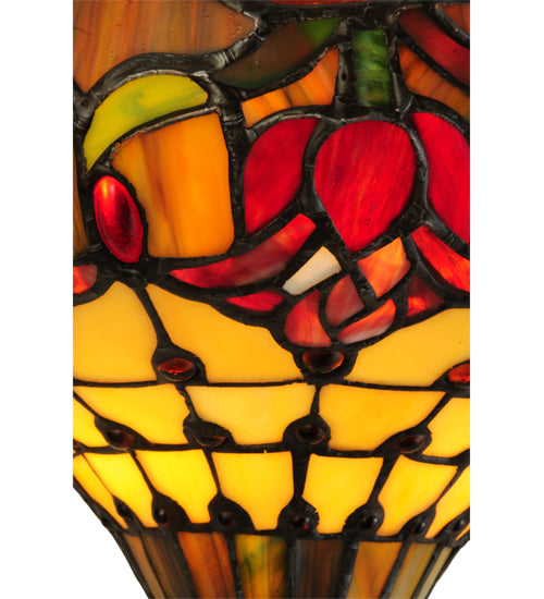 Meyda Lighting Colonial Tulip 14" 2-Light Antique Wall Sconce With Multi-Colored Shade Glass