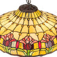 Meyda Lighting Colonial Tulip 21" 3-Light Mahogany Bronze Pendant Light With Stained Shade Glass
