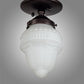 Meyda Lighting Colonnade 5" Mahogany Bronze Flush Mount Light With White Art Shade Glass