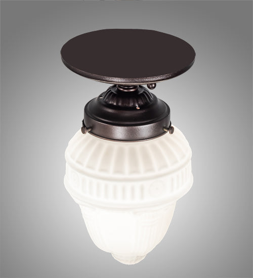 Meyda Lighting Colonnade 5" Mahogany Bronze Flush Mount Light With White Art Shade Glass
