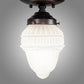 Meyda Lighting Colonnade 5" Mahogany Bronze Flush Mount Light With White Art Shade Glass