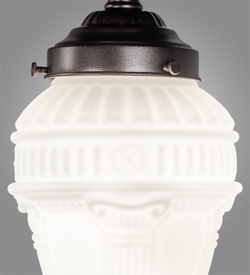 Meyda Lighting Colonnade 5" Mahogany Bronze Flush Mount Light With White Art Shade Glass