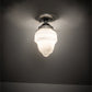 Meyda Lighting Colonnade 5" Pewter Semi-flush Mount Light With White Frosted Shade Glass
