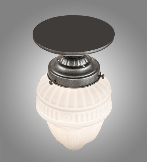 Meyda Lighting Colonnade 5" Pewter Semi-flush Mount Light With White Frosted Shade Glass