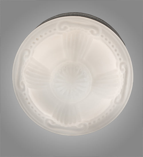Meyda Lighting Colonnade 5" Pewter Semi-flush Mount Light With White Frosted Shade Glass