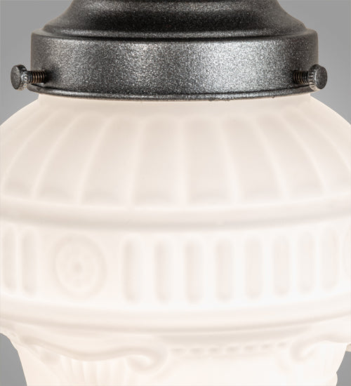 Meyda Lighting Colonnade 5" Pewter Semi-flush Mount Light With White Frosted Shade Glass