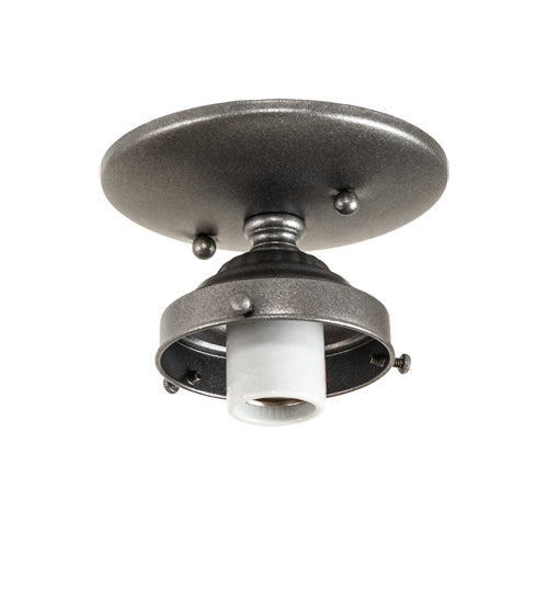Meyda Lighting Colonnade 5" Pewter Semi-flush Mount Light With White Frosted Shade Glass