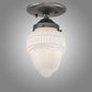 Meyda Lighting Colonnade 5" Pewter Semi-flush Mount Light With White Frosted Shade Glass