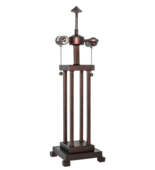 Meyda Lighting Column Mission 24" 2-Light Mahogany Bronze Table Lamp Base Hardware