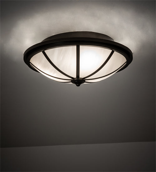 Meyda Lighting Commerce 16" 3-Light Bronze Semi-flush Mount Light With White Opal Shade Glass