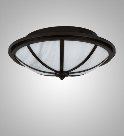 Meyda Lighting Commerce 16" 3-Light Bronze Semi-flush Mount Light With White Opal Shade Glass
