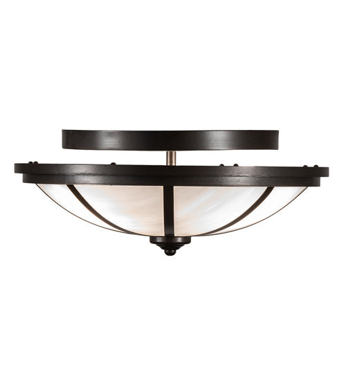 Meyda Lighting Commerce 16" 3-Light Bronze Semi-flush Mount Light With White Opal Shade Glass