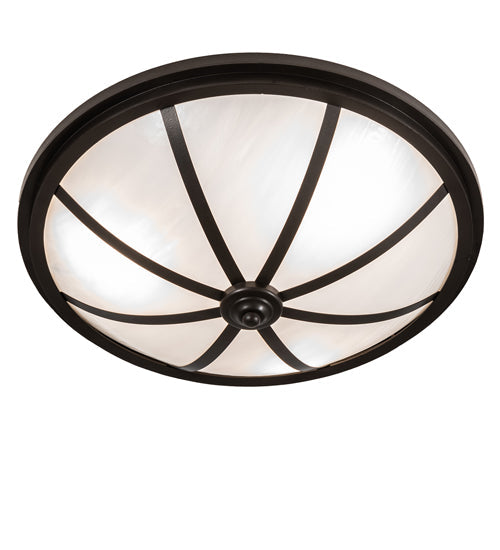 Meyda Lighting Commerce 16" 3-Light Bronze Semi-flush Mount Light With White Opal Shade Glass