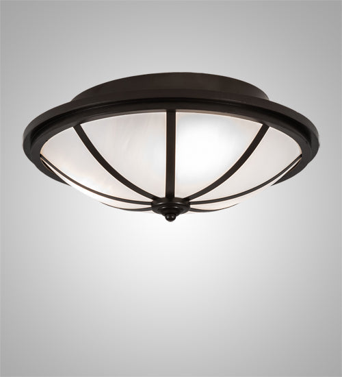 Meyda Lighting Commerce 16" 3-Light Bronze Semi-flush Mount Light With White Opal Shade Glass