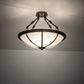 Meyda Lighting Commerce 20" 3-Light Bronze Semi-flush Mount Light With White Art Shade Glass
