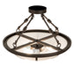 Meyda Lighting Commerce 20" 3-Light Bronze Semi-flush Mount Light With White Art Shade Glass