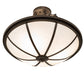 Meyda Lighting Commerce 20" 3-Light Bronze Semi-flush Mount Light With White Art Shade Glass