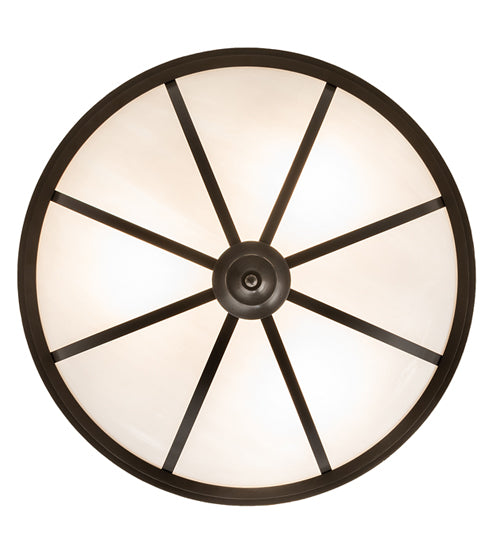 Meyda Lighting Commerce 20" 3-Light Bronze Semi-flush Mount Light With White Art Shade Glass