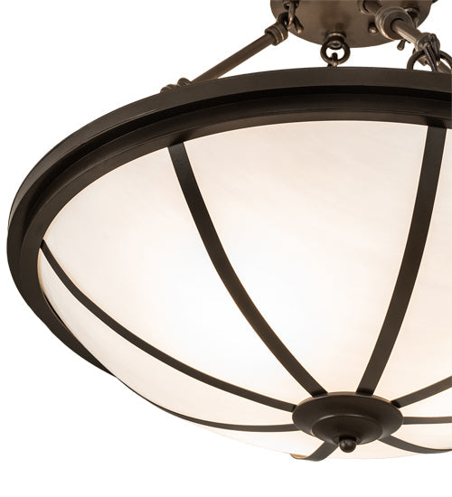 Meyda Lighting Commerce 20" 3-Light Bronze Semi-flush Mount Light With White Art Shade Glass