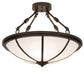 Meyda Lighting Commerce 20" 3-Light Bronze Semi-flush Mount Light With White Art Shade Glass