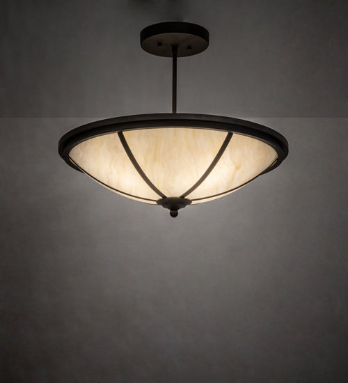 Meyda Lighting Commerce 20" 4-Light Oil Rubbed Bronze Semi-flush Mount Light With Creme Carrara Idalight Shade