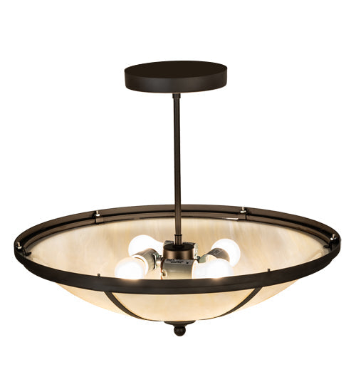 Meyda Lighting Commerce 20" 4-Light Oil Rubbed Bronze Semi-flush Mount Light With Creme Carrara Idalight Shade